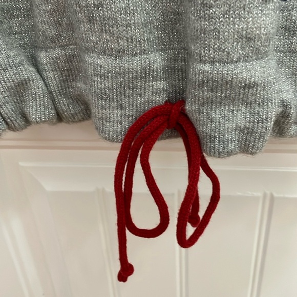 🎉CHRISTOPHER & BANKS gray silver shimmer Pom Pom sweater.  S - Picture 4 of 10